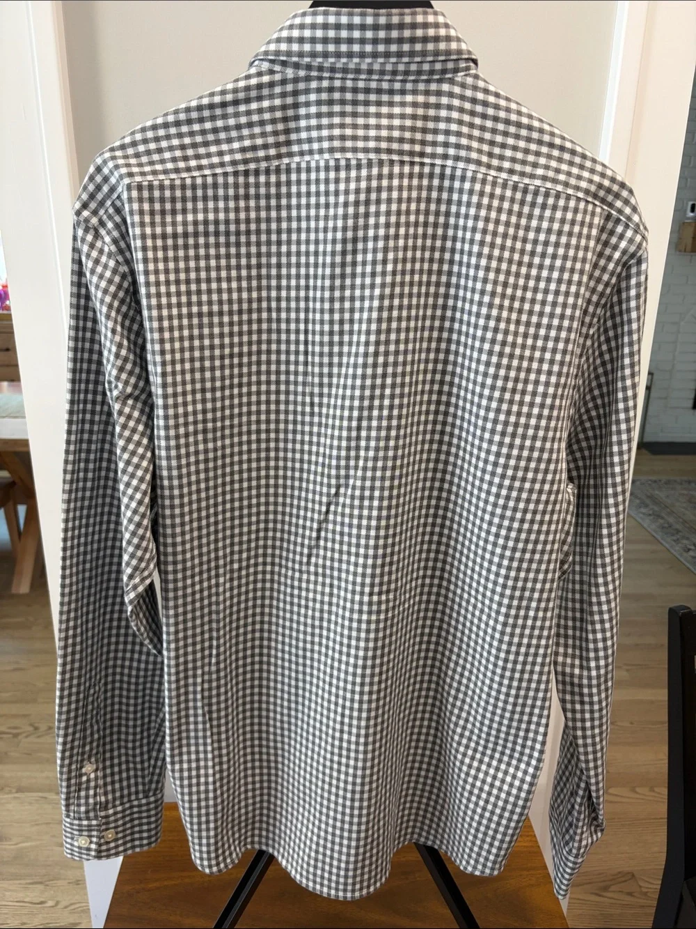 Banana Republic Gray and White Gingham Dress Shirt